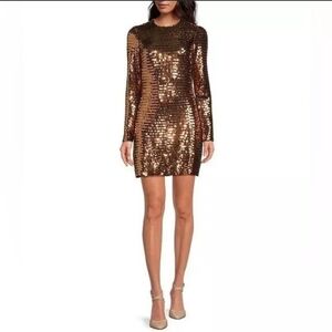 Gianni Bini mini dress 0 brown sequins Celesta prom party statement new $200